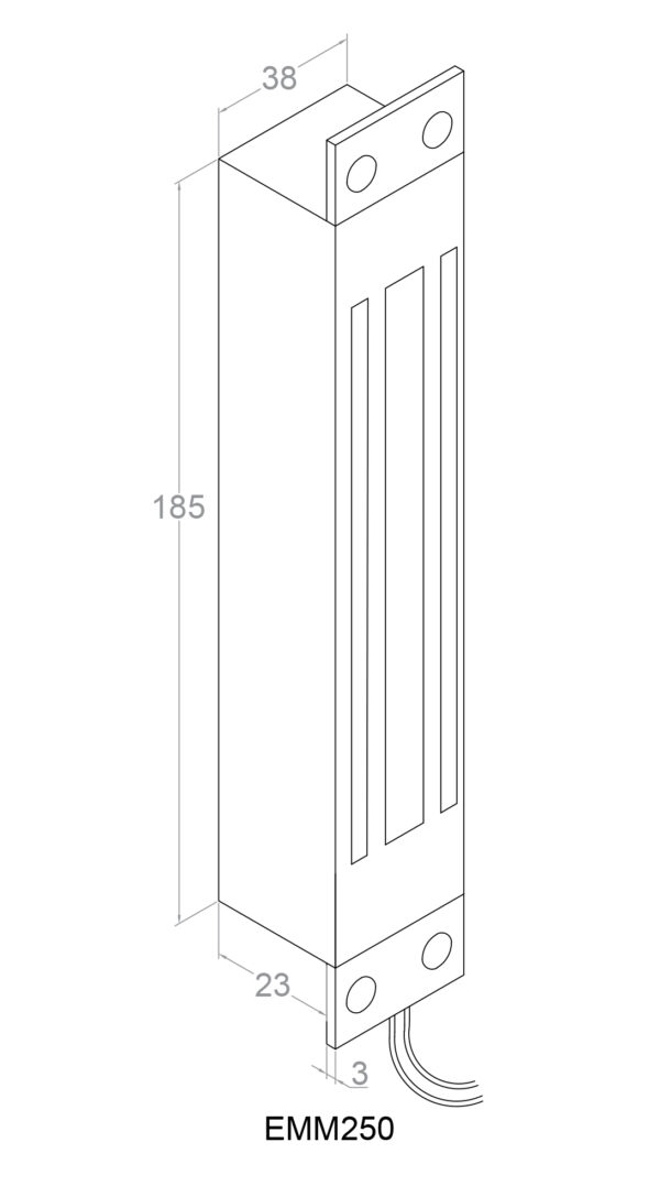 Dimensional drawing of electro maglock