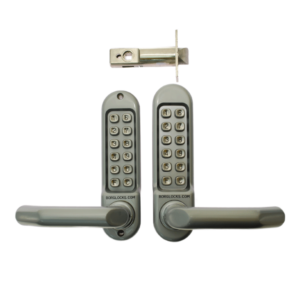 Two heavy duty digital keypad locks with handles side by side